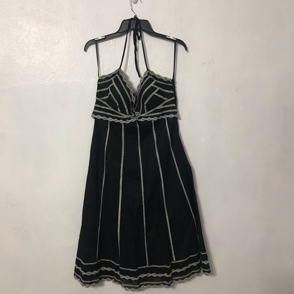 White House Black Market Black and White Midi Dress